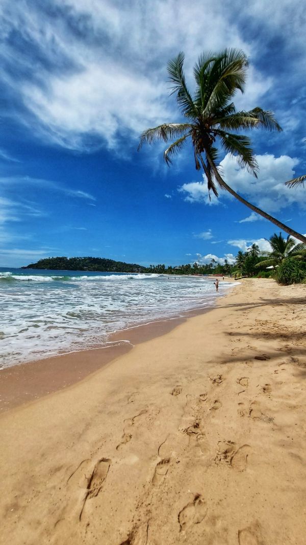 La playa en media luna es lo primero que ver en Mirissa al llegar