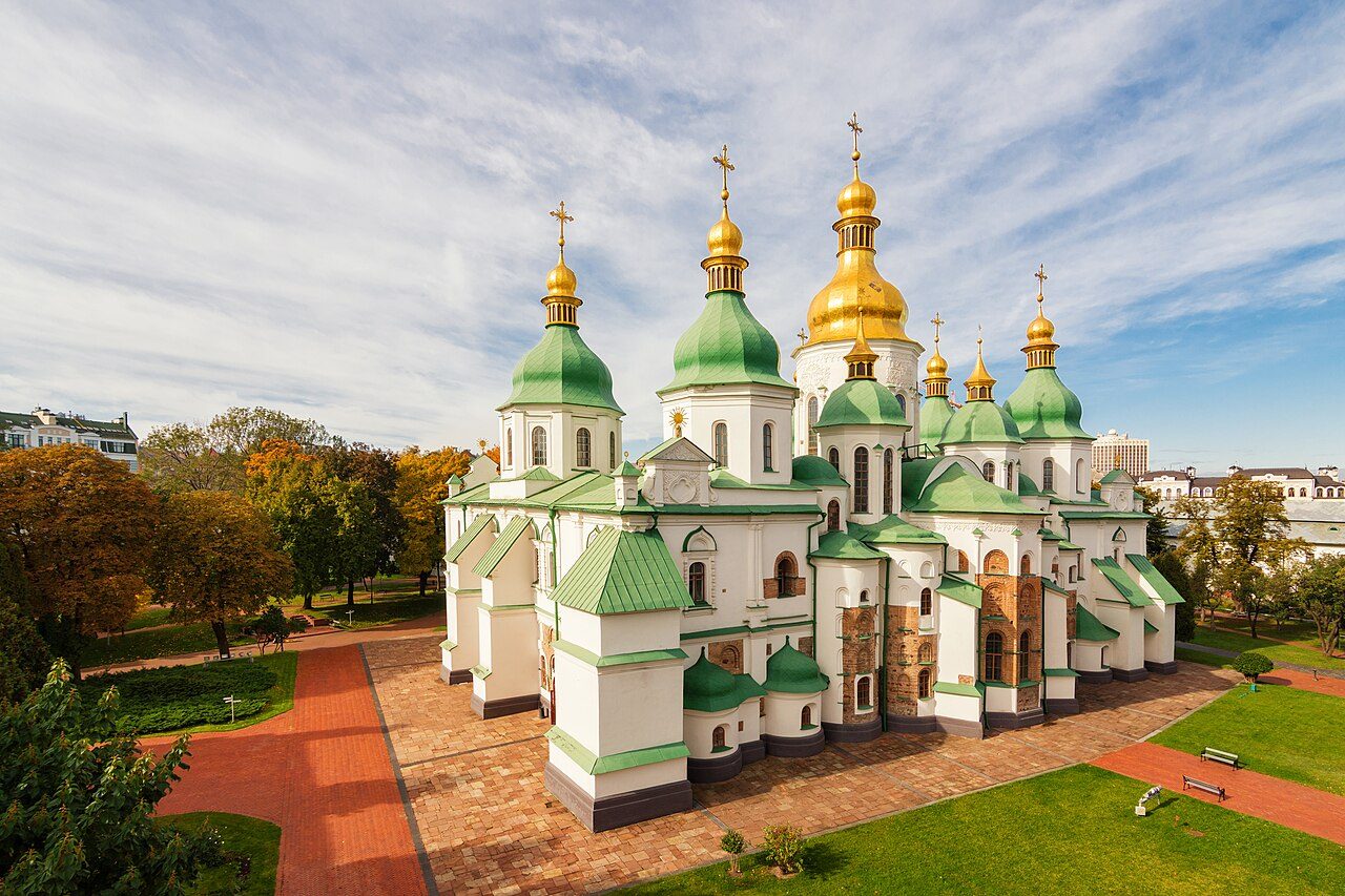 Free tour en Kiev: las cúpulas doradas de Santa Sofía, parada clásica de las rutas a pie.