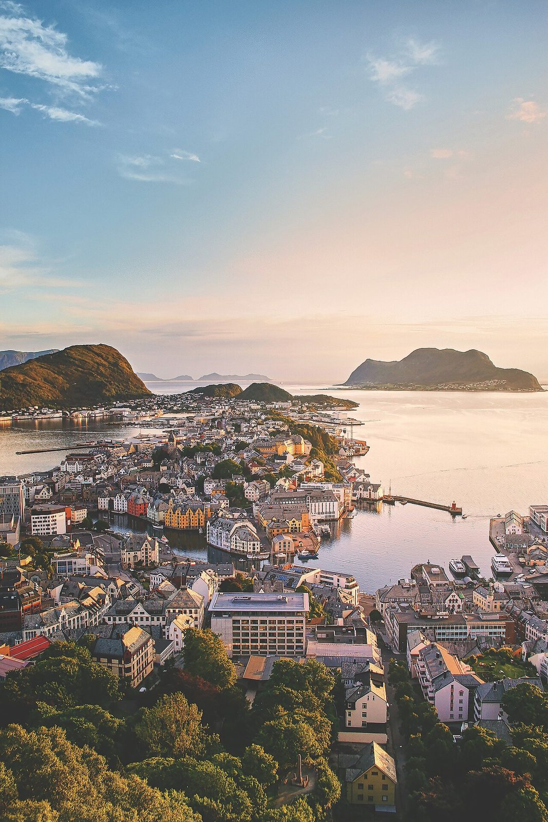 Panorámica de Ålesund desde el mirador del monte Aksla