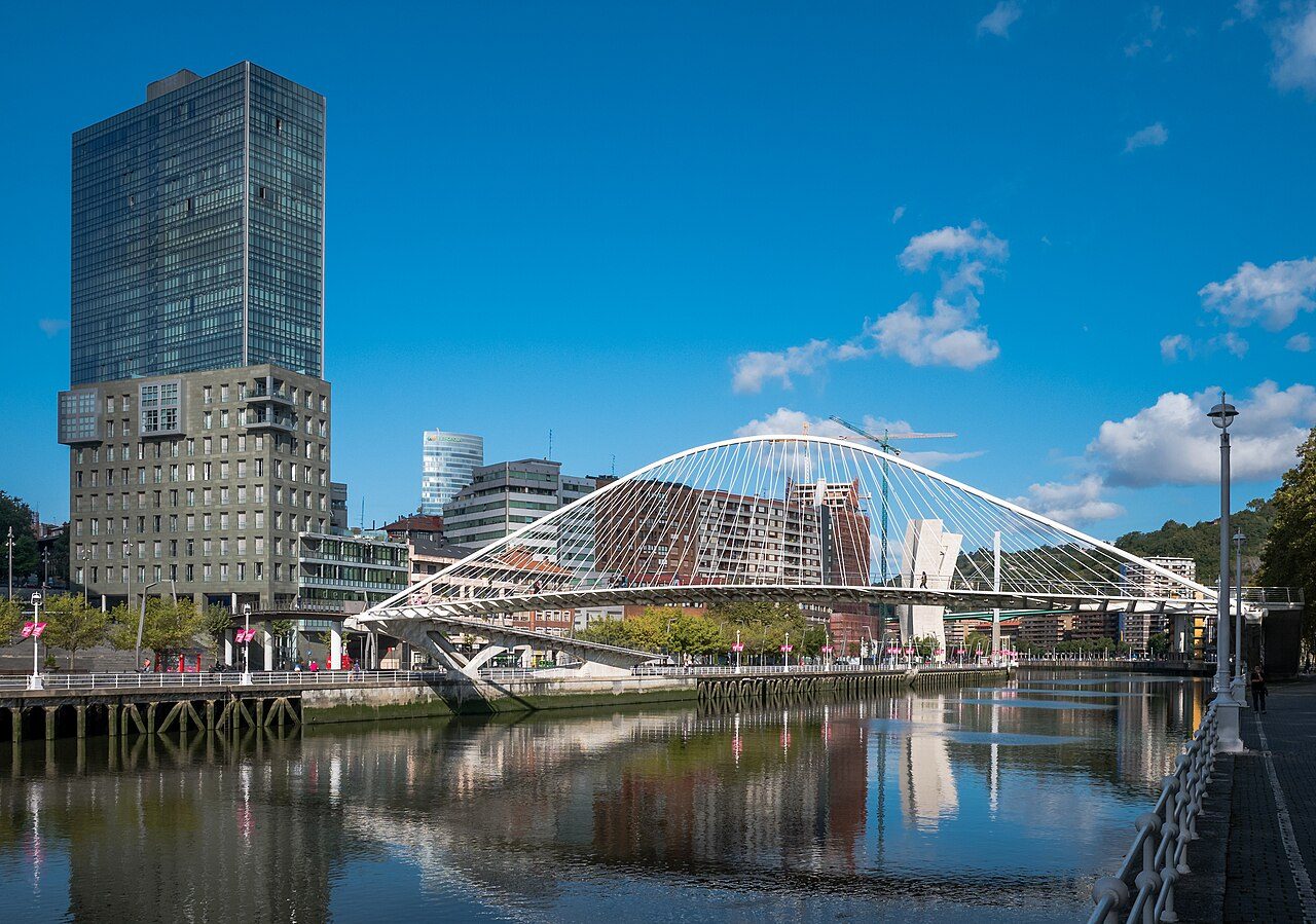 Cruceros y barcos en Bilbao navegando por la ría del Nervión frente al Guggenheim