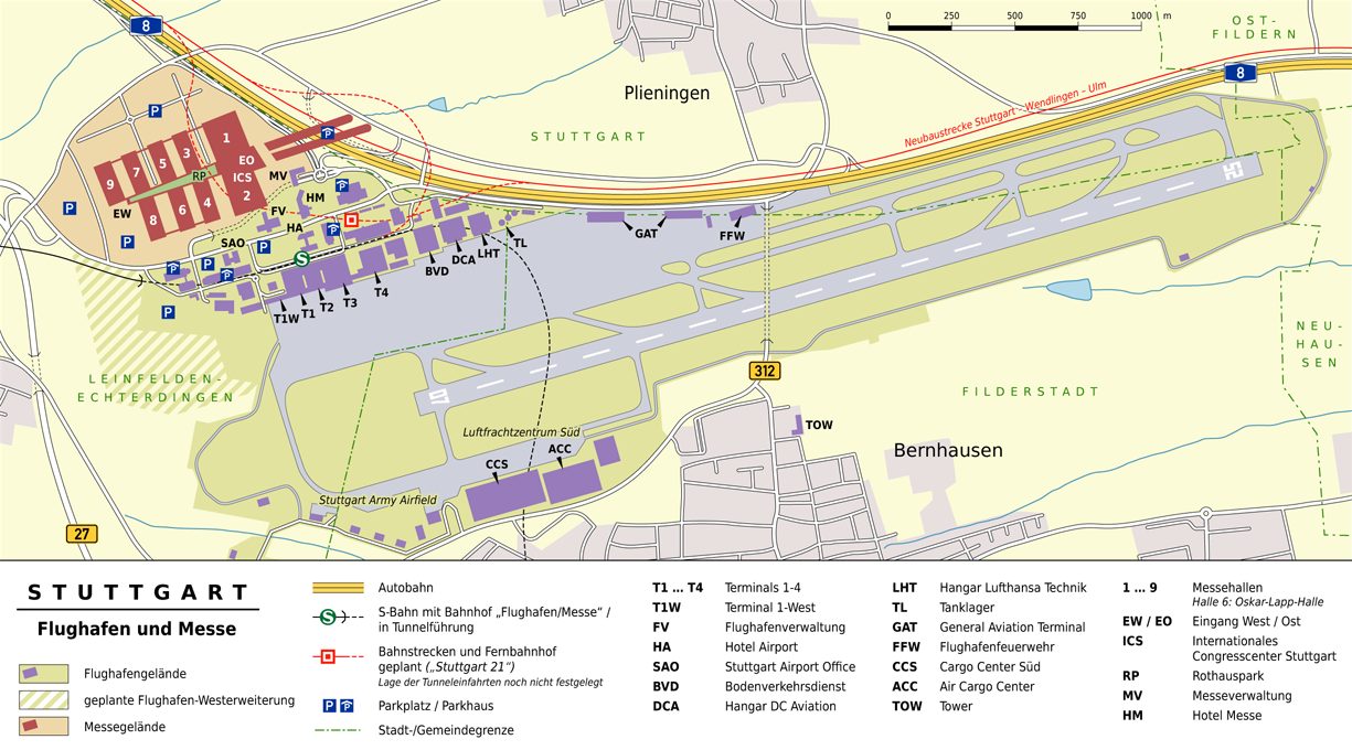 Del aeropuerto al centro de Stuttgart en tren, la forma más práctica de llegar